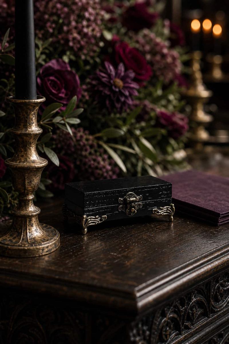 Black gothic ring box for dark wedding ceremony