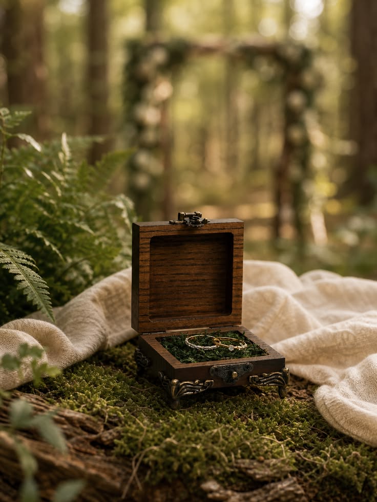 Rustic wedding ring box for ring bearer presentation