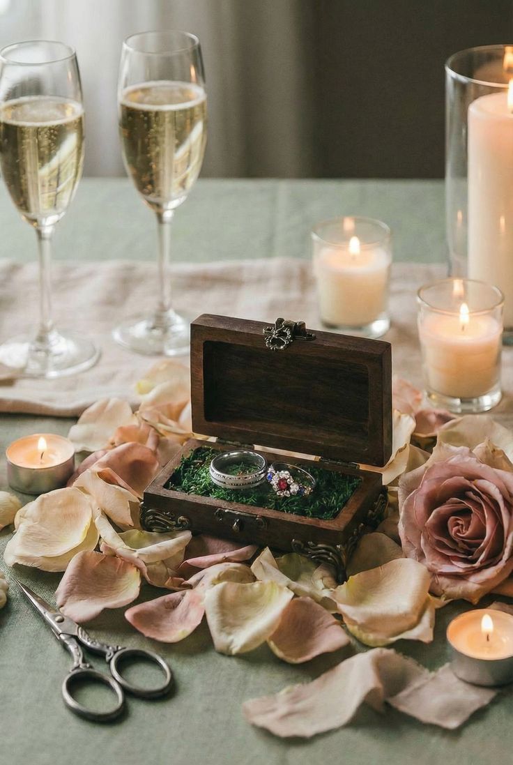 Handmade wooden wedding ring box for rustic weddings