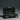 Slim rectangular black wedding ring box with green moss lining and metal latch