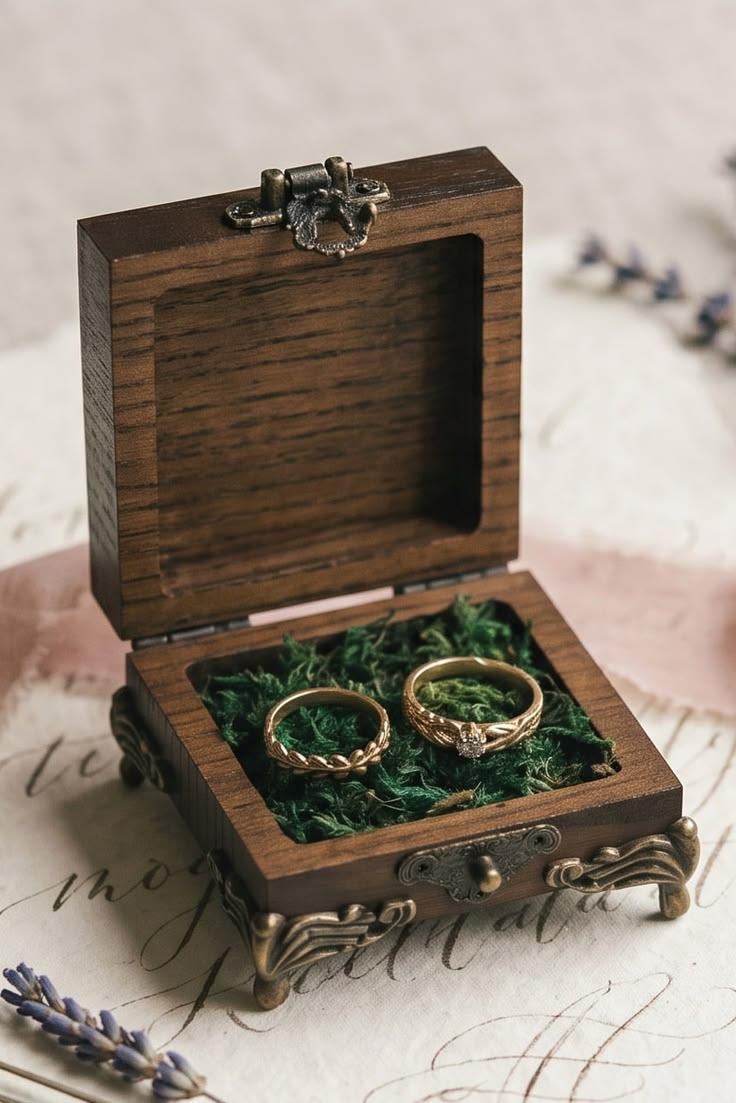 Personalized wedding ring box with custom engraving