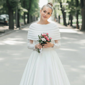 wedding dress winter cape Winter Long Wedding Cloak with Fur Edges and Hood SG1003 White / 90 inches