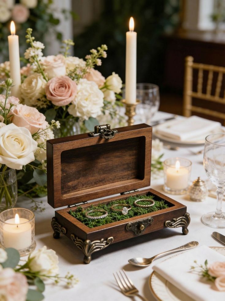 Personalized ring bearer box for outdoor wedding ceremony